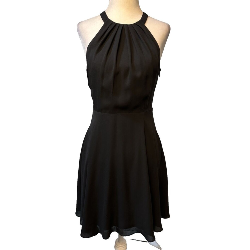 Express Vintage Halter Dress Cutout Back Side Zipper Fully Llined Size 4